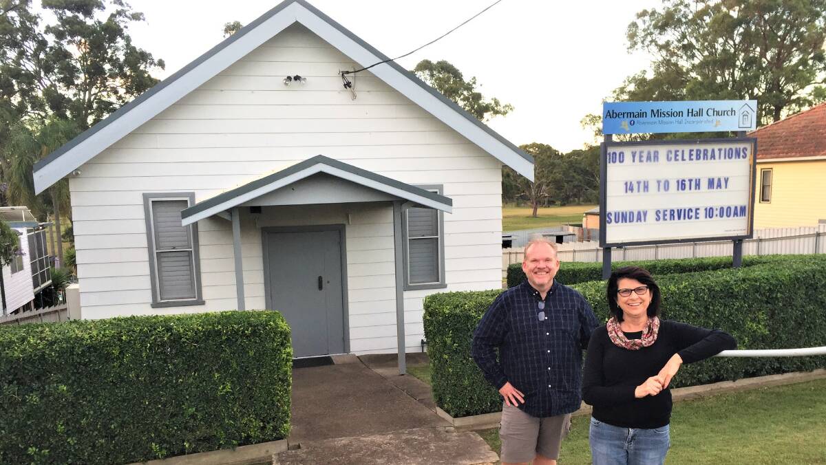 MILESTONE: Abermain Mission Hall Church leadership team members Brian Procter and Cathy Chapman outside the church in Harle Street, which turns 100 this month. Picture: Krystal Sellars