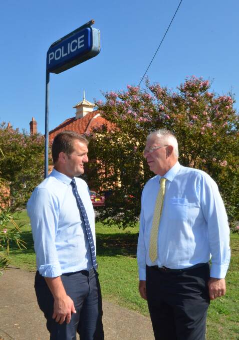 CHICKEN-EGG SITUATION: Cessnock MP Clayton Barr and Cessnock mayor Bob Pynsent discuss their concerns about local police resources.