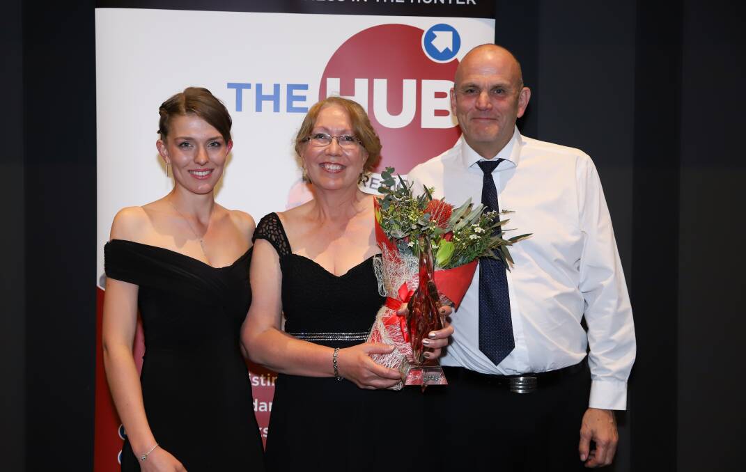 WIN: Olivia, Simone and Doug Palfreyman celebrate their win at the Hunter Region Business Excellence Awards. Picture: Helen Oswald, Magnetic Shots