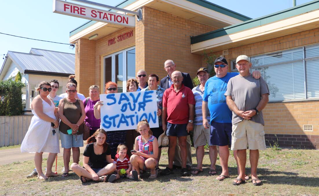 KEEP IT OPEN: Cessnock mayor Bob Pynsent with Cr Anne Sander and concerned residents at Weston Fire Station on Friday.