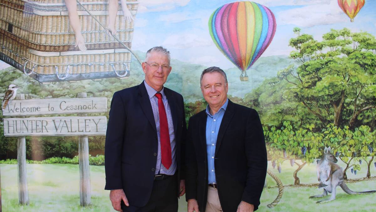 EXCITING PROJECT: Cessnock mayor Bob Pynsent and Member for Hunter Joel Fitzgibbon welcome the funding for the wine country signage project.