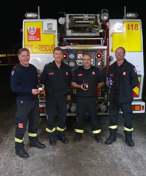 PROTECTING PAXTON: Firefighter Angus Mackay, acting duty commander Jim Crookston, Captain David Brown and Firefighter Glenn Dodson. Picture: Peter McNeill