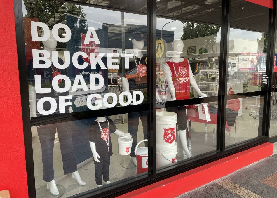 DONATE HERE: The Red Shield Appeal window display at the Salvos Store in Vincent Street, Cessnock.