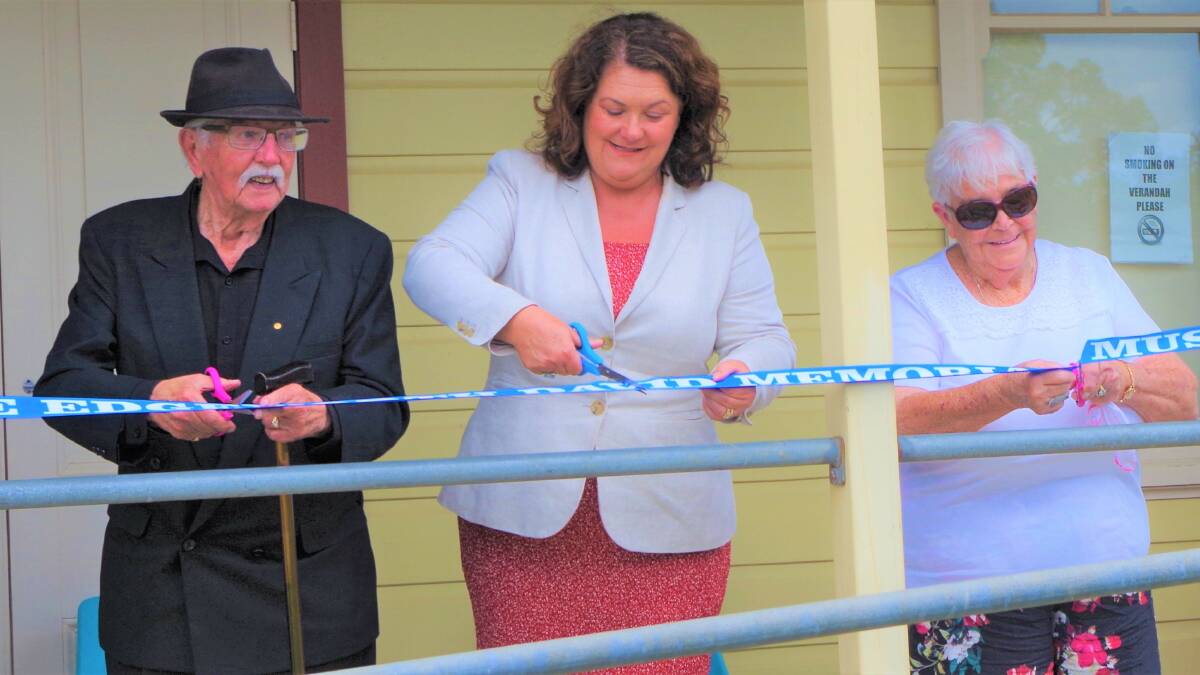 HISTORY: Sir Edgeworth David Memorial Museum patrons Bob Brown, Meryl Swanson and Catherine Parsons cut the ribbon to declare the museum officially open in its new location.