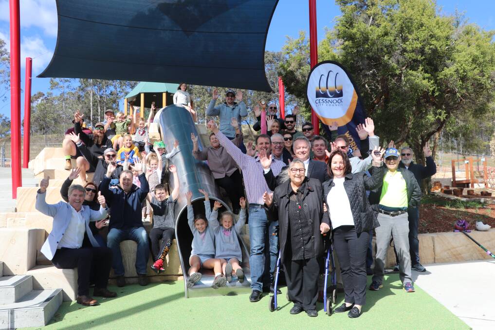 HAPPY DAY: Cessnock City Council representatives and community members at the opening of the new Bridges Hill playground at East Cessnock on Saturday. Picture: supplied