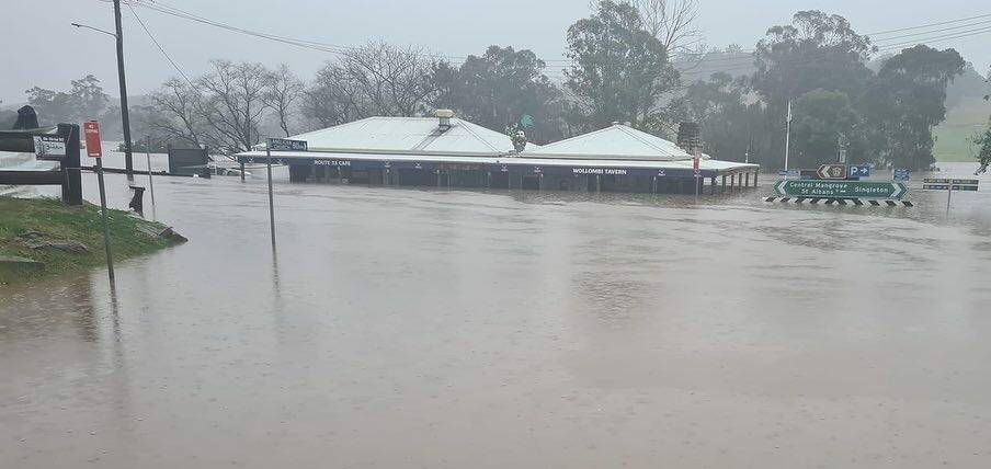 Wollombi Village on Tuesday afternoon. Pictures: Bhret McIntyre (via Wollombi Tavern on Facebook)