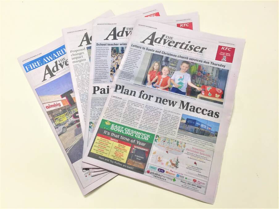 MERRY CHRISTMAS: Today's Advertiser (December 23) is our final edition for 2020. We'll be back in print on January 27, 2021. Stay tuned to cessnockadvertiser.com.au for local news coverage throughout the holiday period.
