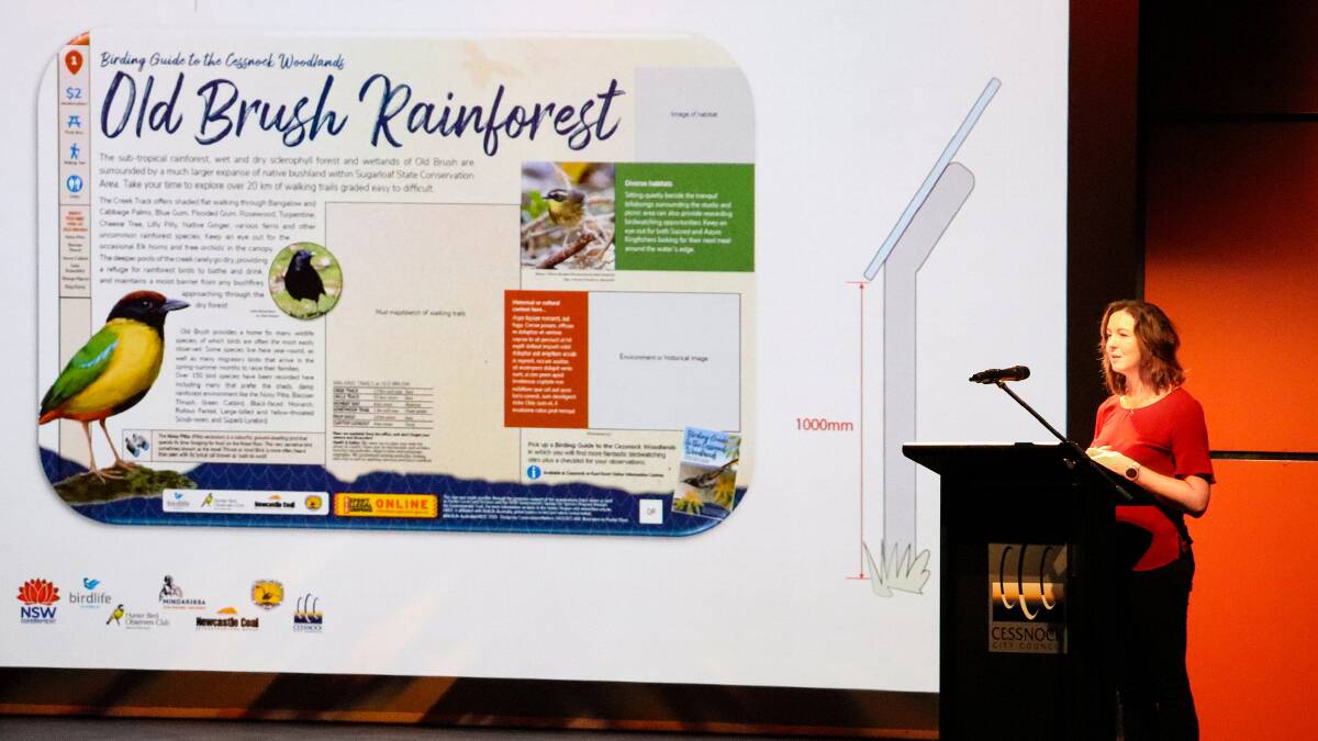 COMPREHENSIVE: BirdLife Australia's woodland bird project officer, Kristy Peters, speaks at the launch of the birding guide at Cessnock Performing Arts Centre.