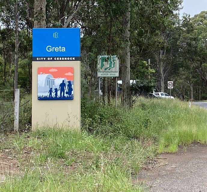 'UNIQUE CHARACTER': An example of one of the new signs at Greta, which was part of the original rollout. Picture: Cessnock City Council