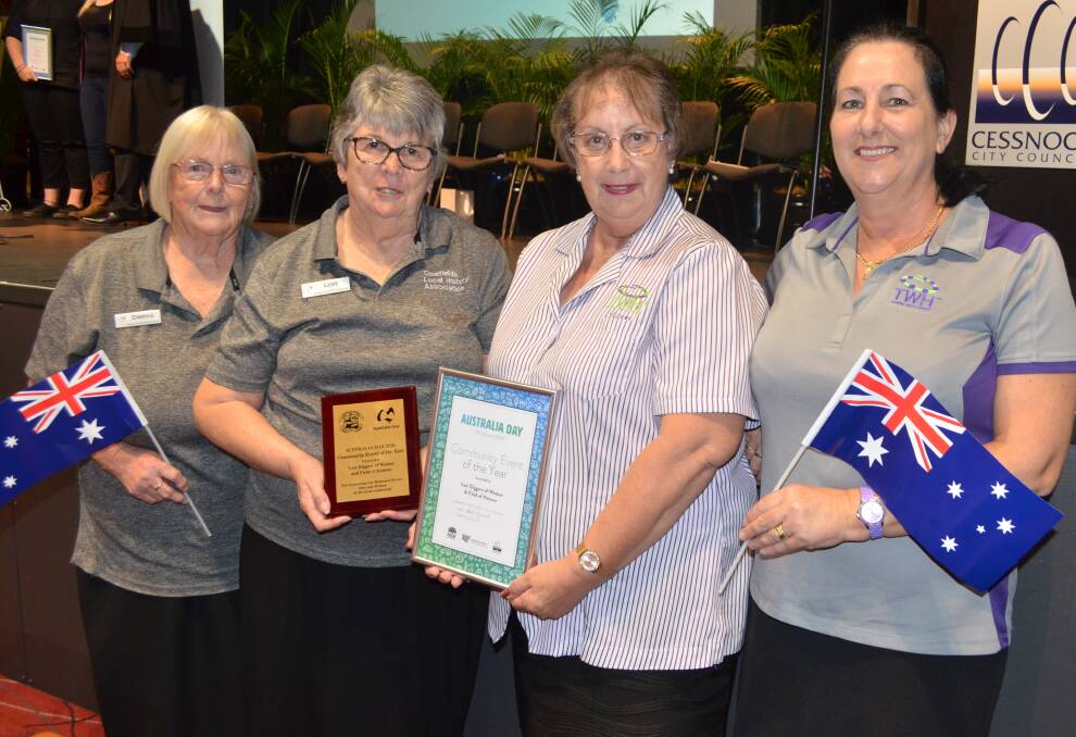 COMBINED EFFORT: Cheryle Shoesmith and Lexie Matthews, from Coalfields Local History Association, with Sharon Dyson-Smith and Lesley Morris, from Towns With Heart, who collected the community event of the year award for the Lost Diggers of Weston and Field of Honour project. Picture: Krystal Sellars