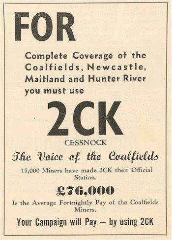 POPULAR: An advertisement promoting 2CK Radio Station.
