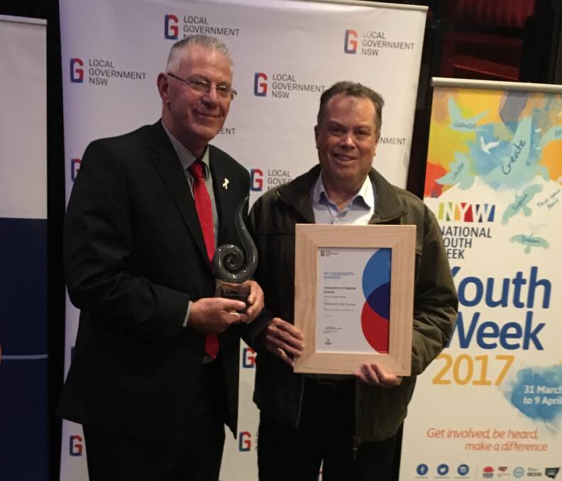 WIN: Cessnock mayor Bob Pynsent and council's director of corporate and community services, Robert Maginnity, at the Local Government NSW awards.
