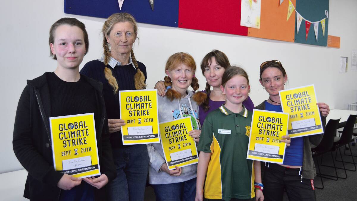TIME FOR ACTION: Vivienne Kelleher, Janet Murray, Louise Ihlein, Kaitlyn Williams, Elizabeth Hinton and Nikki Sutton support the climate strike.