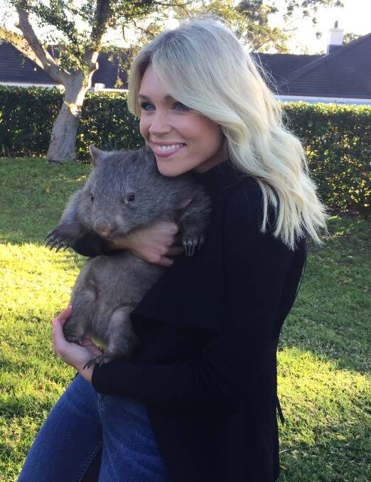 CUTE: Weekend Today presenter Lara Vella cuddling Rosie the Wombat from Hunter Valley Zoo.