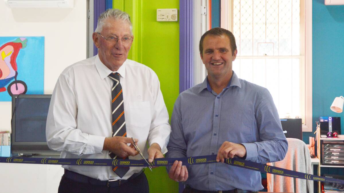 OPEN: Cessnock mayor Bob Pynsent and Cessnock MP Clayton Barr declared the refurbished centre official open. Picture: supplied