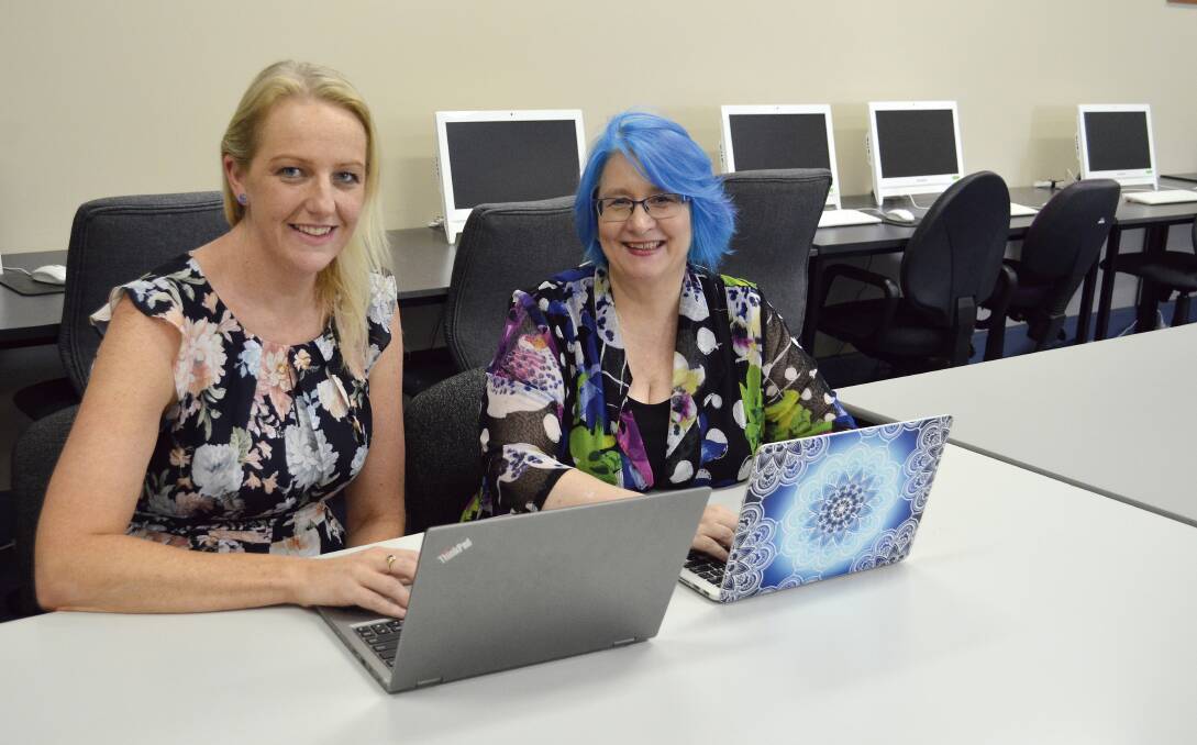 GET UP TO DATE: Hunter Region Business Hub digital business advisor Rochelle McLennan and business mentor Kimberlie Clare-Campbell.