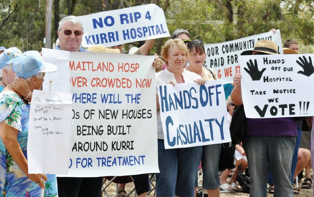 FLASHBACK: A community rally in January 2009, when the Kurri Kurri Hospital emergency department was threatened with closure. Picture: Krystal Sellars