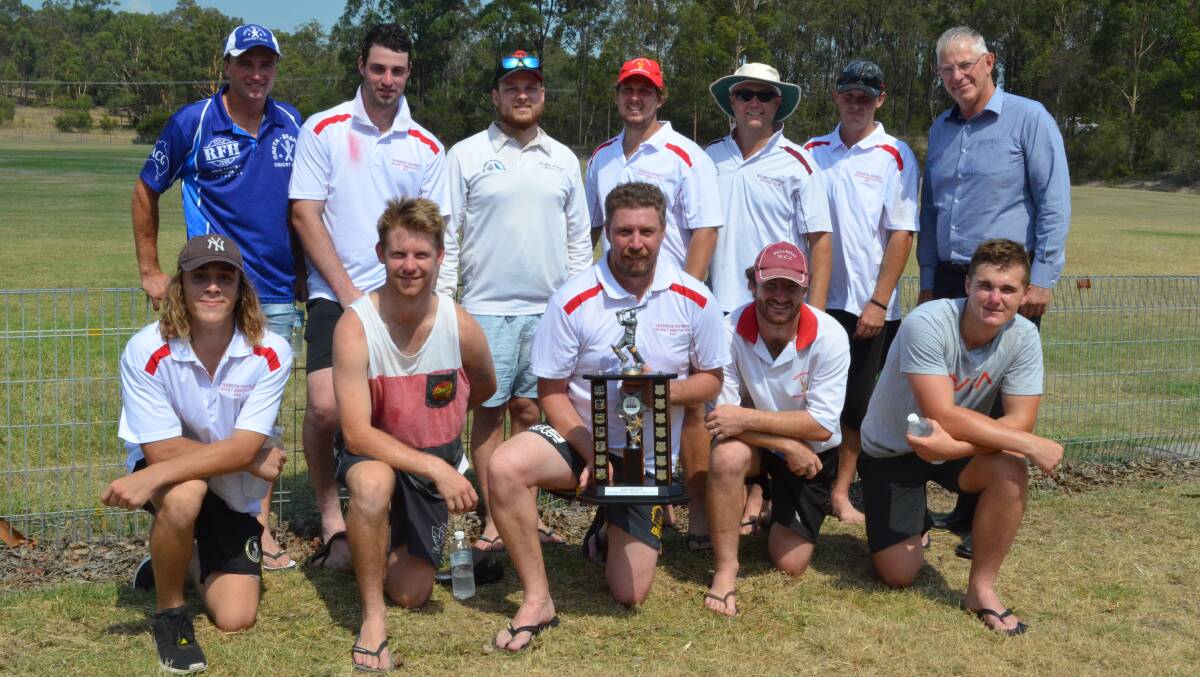 The Cessnock District Cricket Association representative team and Cessnock mayor Bob Pynsent after the team won the 2018 Mayoral Cricket Cup at East End Oval on Australia Day. Picture: Krystal Sellars