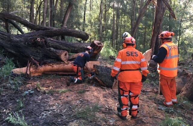 BIG TASK: State Emergency Service volunteers assist with the flood clean-up in the Wollombi area. Picture: NSW SES - Cessnock City Unit (Facebook)