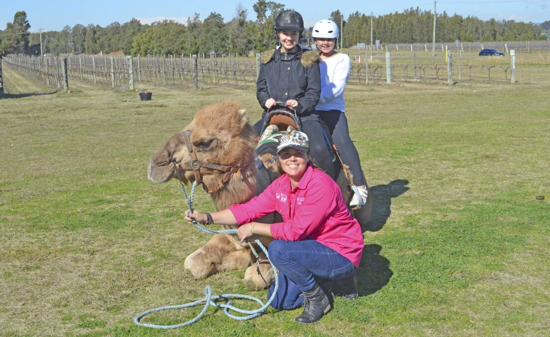NEW EXPERIENCE: Camel Milk NSW owner Michelle Phillips (front) with Lara and Sarah Sawaya, from Kenthurst, at De Bortoli Wines on July 12.