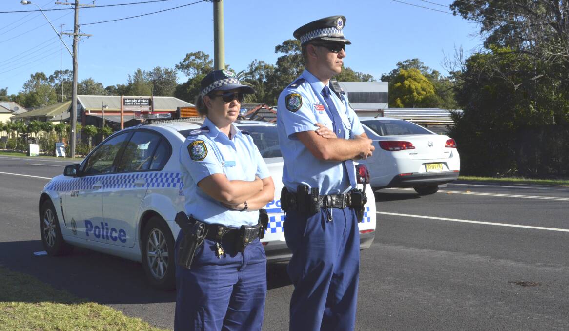 DRIVE SAFELY: Senior Constable Amy Sweeney and Chief Inspector Peter Vromans from Cessnock Police Station.