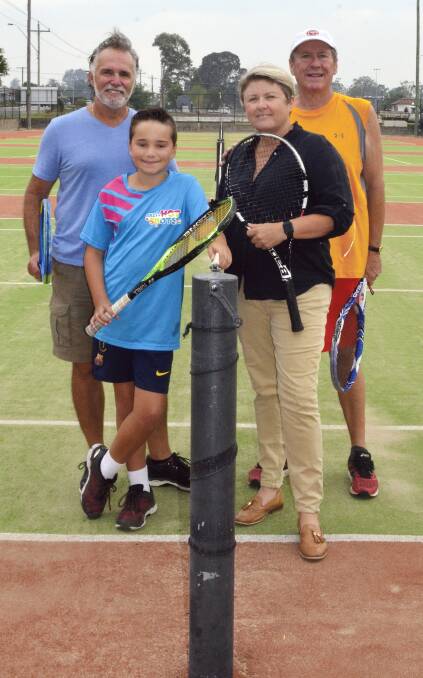 ON COURT: Richard Ophel, Zach Ophel, Sonia Close and Michael Hay at the Cessnock tennis courts.