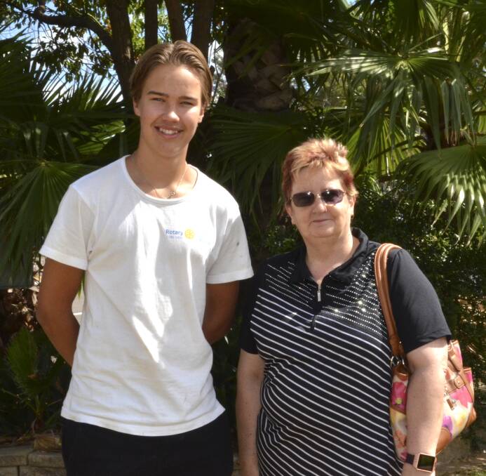 CULTURAL EXCHANGE: Rotary exchange student Ossi Lehtihuhta, of Finland, and his host Janette Owens, of Cessnock Rotary Club. Picture: Krystal Sellars