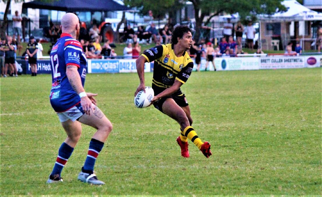 QUALITY SIGNING: Former Brisbane Broncos under-20s player Gerome Burns in action for the Cessnock Goannas at the Charity Shield.