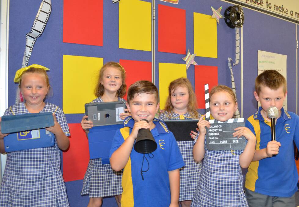 ACTION: Cessnock East Public School stage one students Mia Turner-Fogg, Elizabeth Streitberger-Sams, Bodean Somers, Ava Wood, Hannah Radford and Cooper Young are excited about the film-making project. Picture: Krystal Sellars
