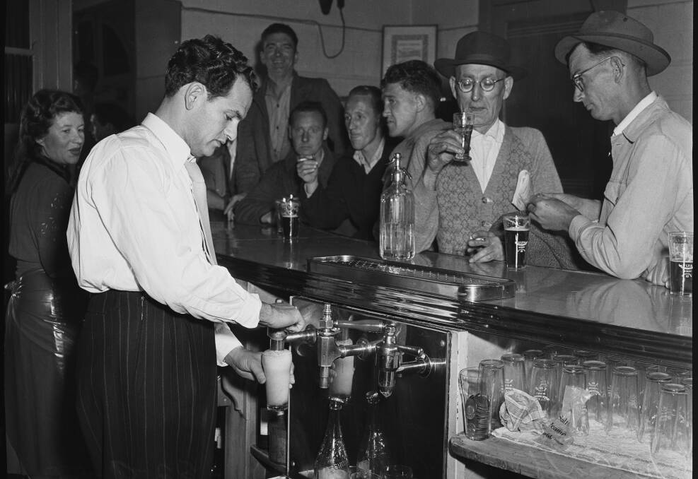 'MR SIN': Abe Saffron (pictured at a Sydney hotel in 1950) was publican at the Station Hotel Kurri Kurri for a short time in the 1940s. Picture: State Library of NSW