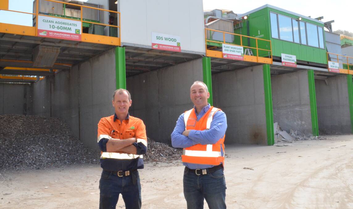 BIG IDEAS: Central Waste Station directors Michael Rogers and Kevin Daly at the Kurri Kurri waste processing facility.