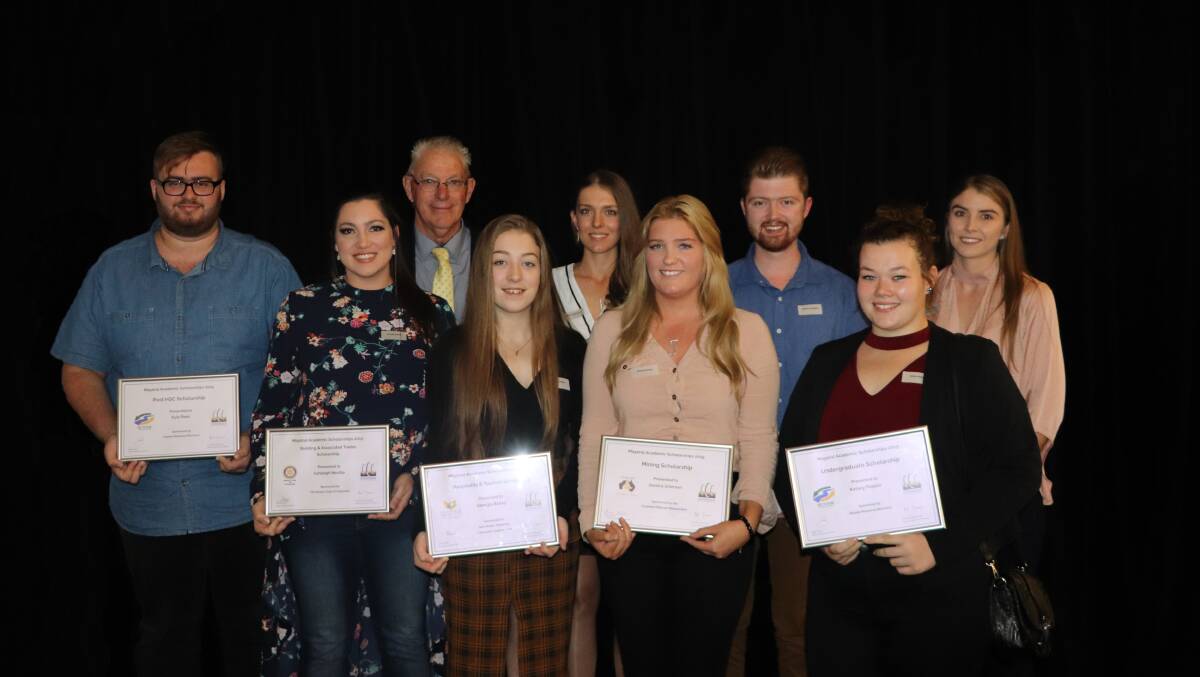 BOOST: The 2019 Mayoral Scholarship winners, pictured with Cessnock mayor Bob Pynsent.