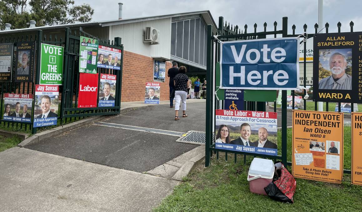 ELECTION DAY: The Cessnock West Public School polling booth around 11am Saturday.