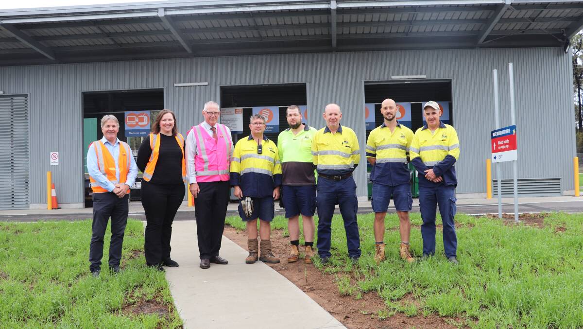 INITIATIVE: Cessnock City Council's director of works and infrastructure, Justin Fitzpatrick-Barr; special projects officer, Michelle Lindsay; Cessnock mayor Bob Pynsent and staff from the Cessnock Waste Management Centre.