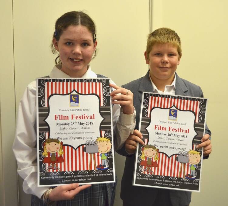 EXCITED: Cessnock East Public School students Natarlia Lambkin-Tonks and Jack Campbell are looking forward to the school's film festival on May 28.
