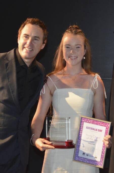 Young citizen of the year Chelsea Webb, with Australia Day ambassador Damien Leith.