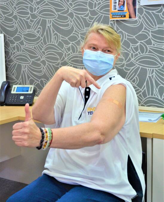 FULLY VAXXED: Finding Yellow acting team leader Debbie McKinney got her second COVID vaccination on Friday.