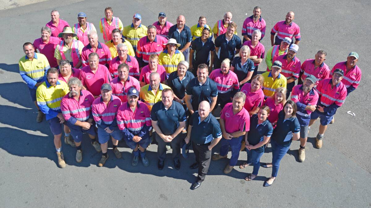 GENEROUS: Cessnock City Council staff sported pink and blue uniforms to raise awareness of breast cancer, prostate cancer and mental health.