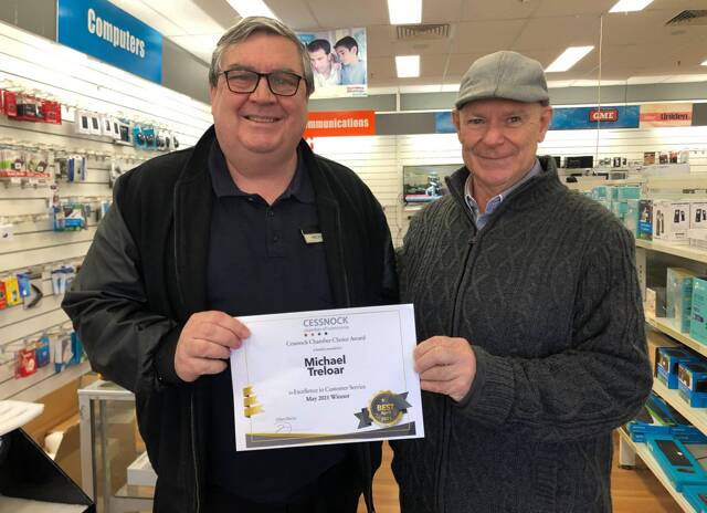 PROFESSIONAL: Michael Treloar from Leading Edge Electronics received the award for May. NOTE: Award presented before mask-wearing measures were introduced.