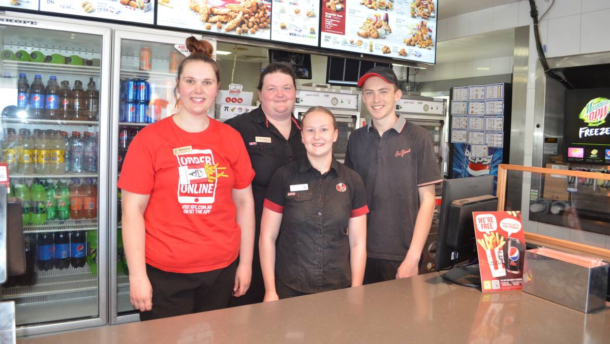 OPPORTUNITIES: KFC Kurri Kurri staff Shona Lewis, Rachael Del Viento, Mollie Hargreaves and Riley Hanson.