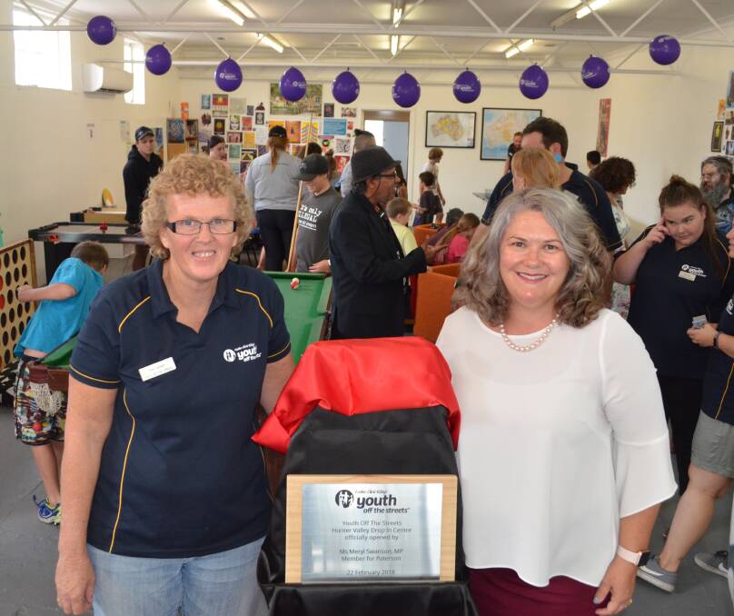 EXCITING DAY: Youth Off The Streets Hunter Valley Outreach manager Kim Lenard and Paterson MP Meryl Swanson opened the drop-in centre in Weston on February 22. Picture: Krystal Sellars