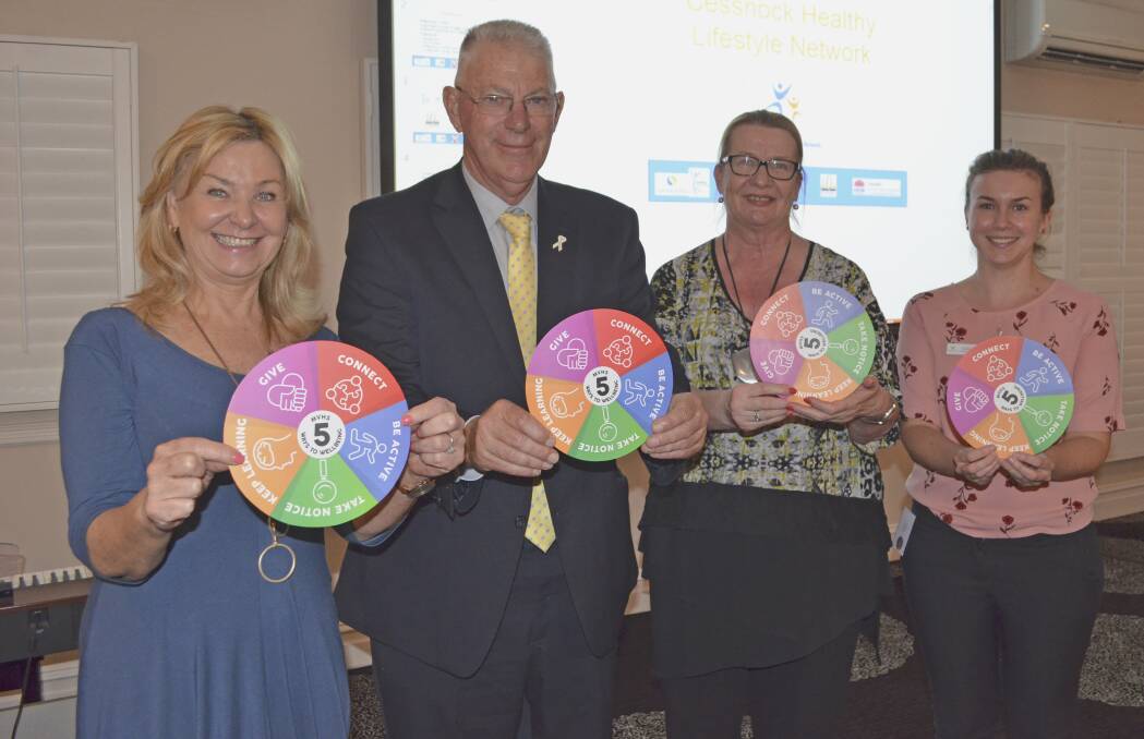 CHAMPIONS FOR WELLBEING: Positive Psychology Institute managing director Dr Paula Robinson, Cessnock mayor Bob Pynsent, Mount View High School principal Desley Pfeffer and Cessnock Healthy Lifestyle Network chairperson Caitlin Bialek.