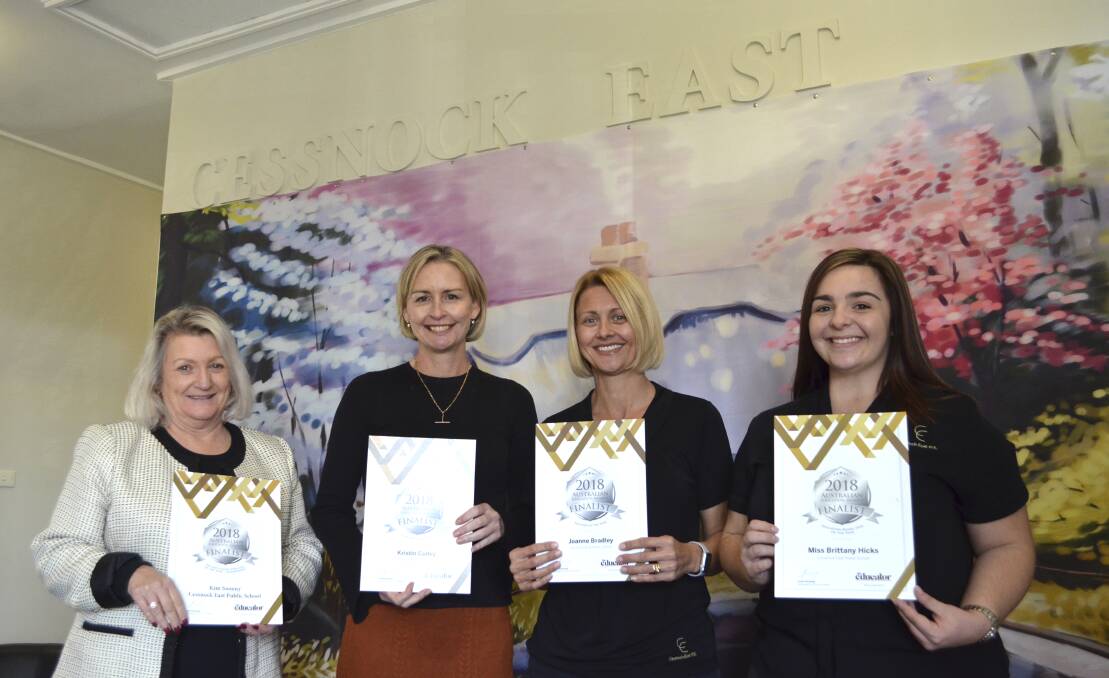 HONOURED: Cessnock East Public School principal Kim Sweeny and teachers Kristin Culley, Joanne Bradley and Brittany Hicks are nominated for individual awards at the Australian Education Awards, and the school is a finalist in three other categories.