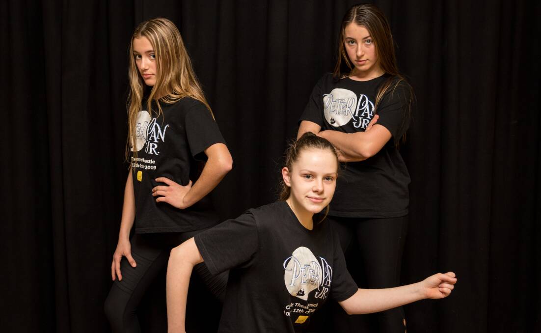 MAGICAL: Layla-Rose Schillert, Julia Boyd and Shyla-Blue Schillert will play Brave Girls in Hunter Drama's Peter Pan Jr at the Civic Theatre in October.