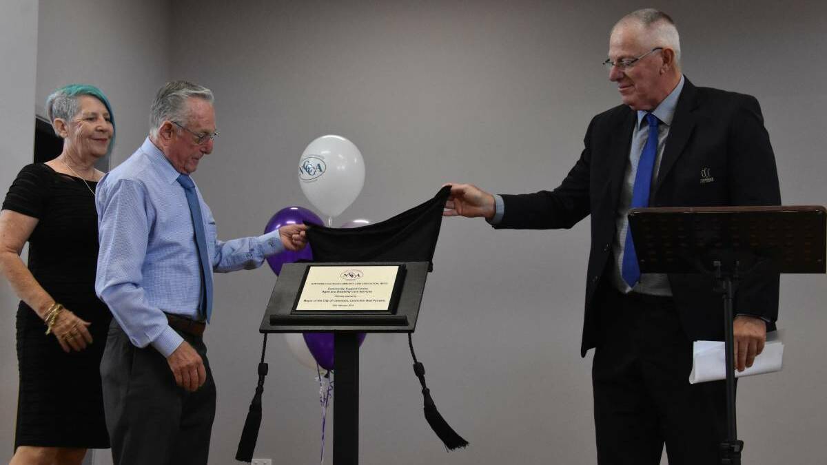 HUB: Northern Coalfields Community Care Association executive director Ted Jackson and Cessnock mayor Bob Pynsent open the new support centre in 2019.