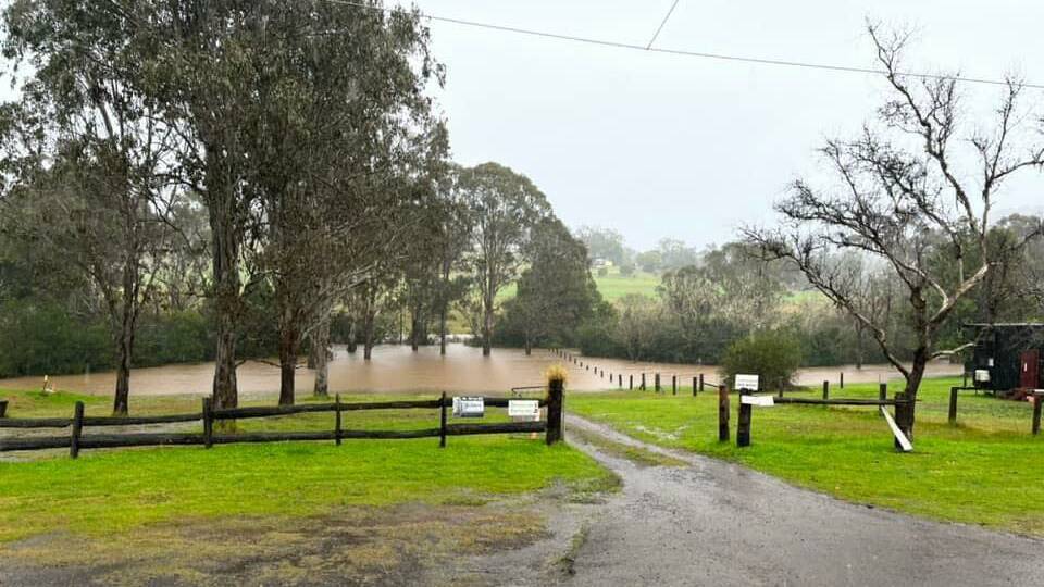 DELUGE: The Wollombi Tavern campgrounds on Monday morning. Picture: Cathie Books