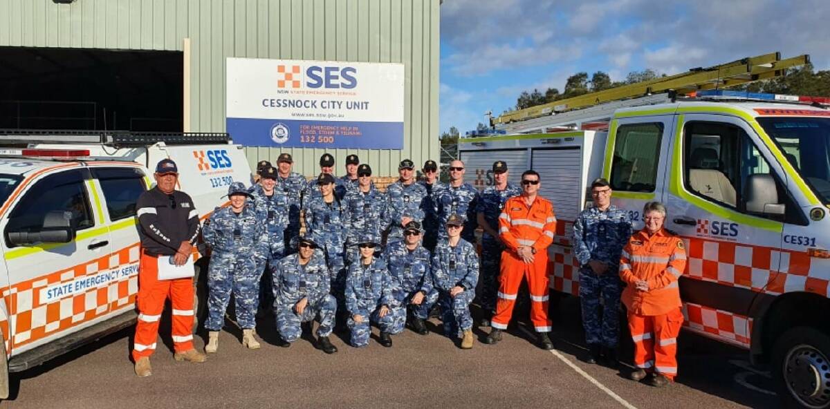 CLEAN UP: Australian Defence Force personnel joined Cessnock City SES volunteers to assist with the clean-up in the Wollombi-Laguna area on Sunday. Picture: NSW SES - Cessnock City Unit (Facebook)