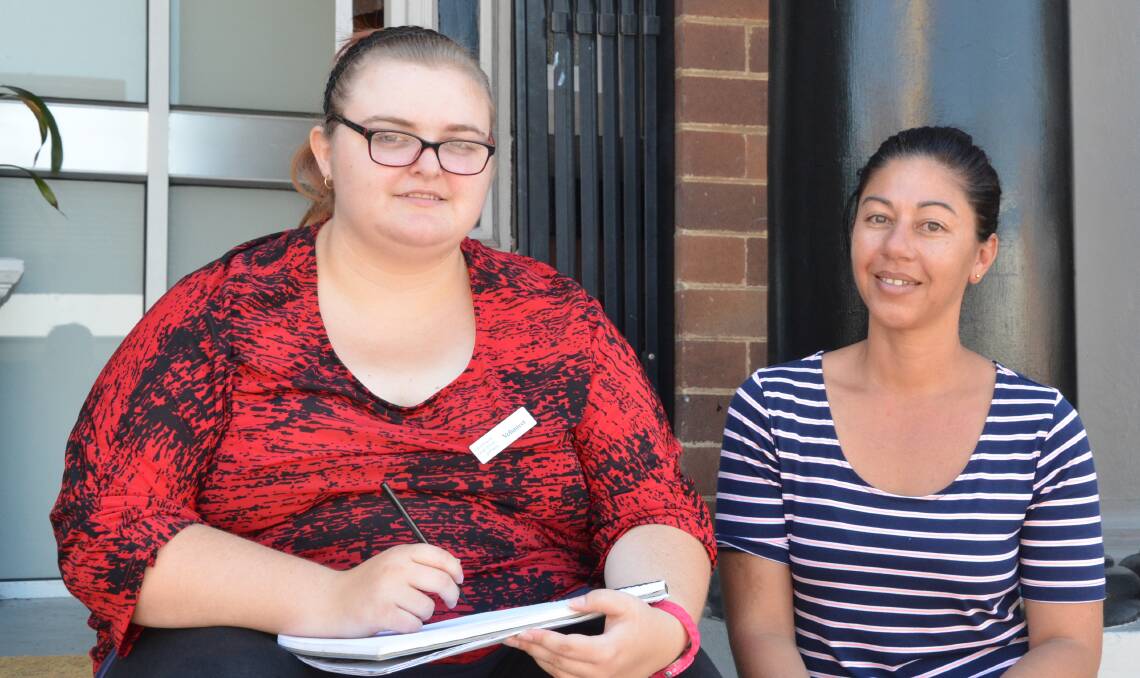 INITIATIVE: Mai-Wel creative arts program participant Pertriece Brown (left) is a volunteer at Cessnock Regional Art Gallery. She is pictured with Mai-Wel creative arts mentor Denise Duffy.