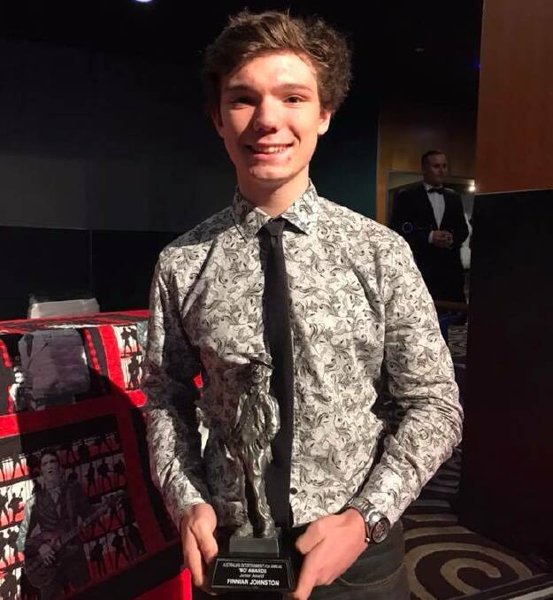 OVERWHELMED: Finnian Johnson, of Aberdare, won the junior award at the Australian Entertainment ‘Mo’ Awards on March 20.