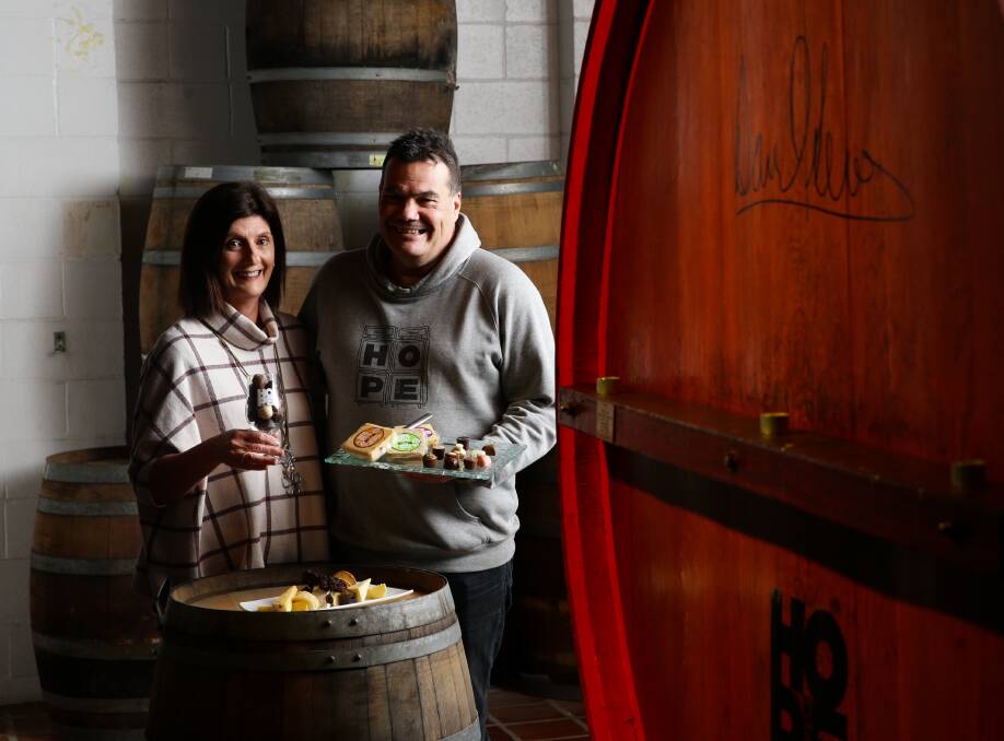 FOODIE'S DELIGHT: Hope Estate owners Karen and Michael Hope are getting ready for the inaugural Hunter Valley Cheese and Chocolate Festival at the winery this Saturday. Picture: Jonathan Carroll